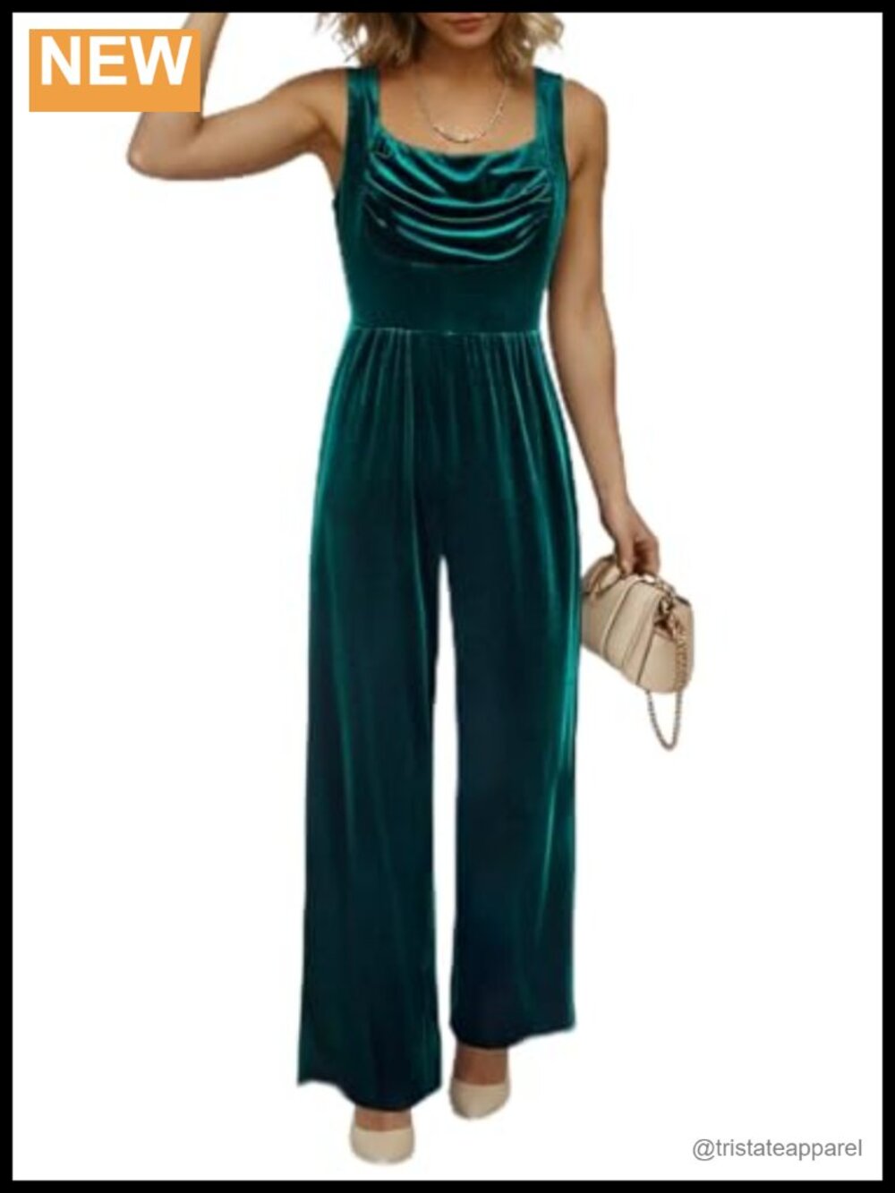 Velvet Sleeveless Wide Leg Jumpsuit Square Neck High Waist One Piece